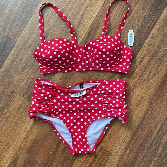Adore Me Other - BNWT Retro red polka dot two piece!